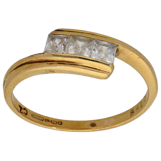 9ct Gold Cubi Zirconia Trilogy Ring Size N
