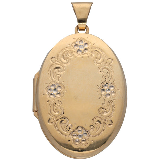 9ct Gold Patterned Locket Pendant