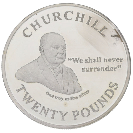 Fine Silver Churchill 1 OZ Twenty Pounds Coin 2013