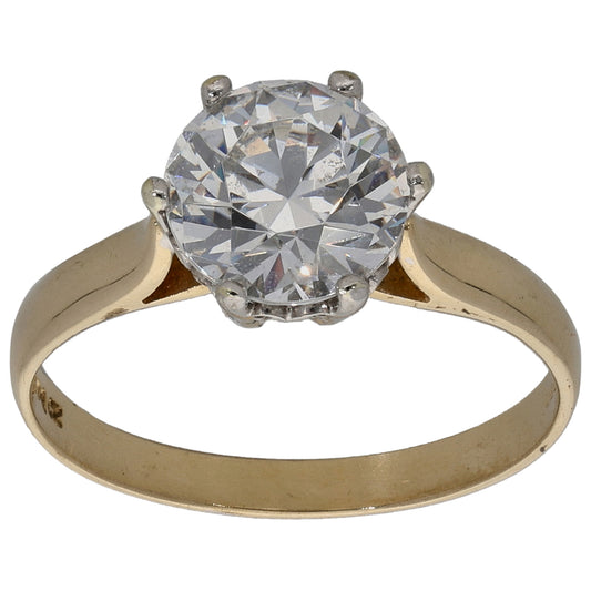 14ct Gold Cubic Zirconia Single Stone Ring Size L