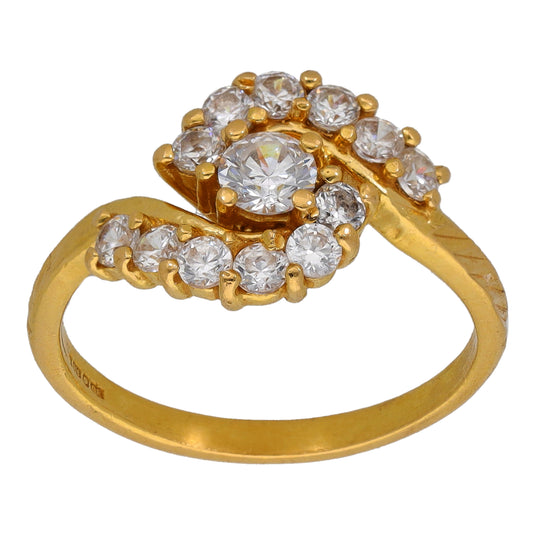22ct Gold Cubic Zirconia Single Stone Ring With Accents Size M