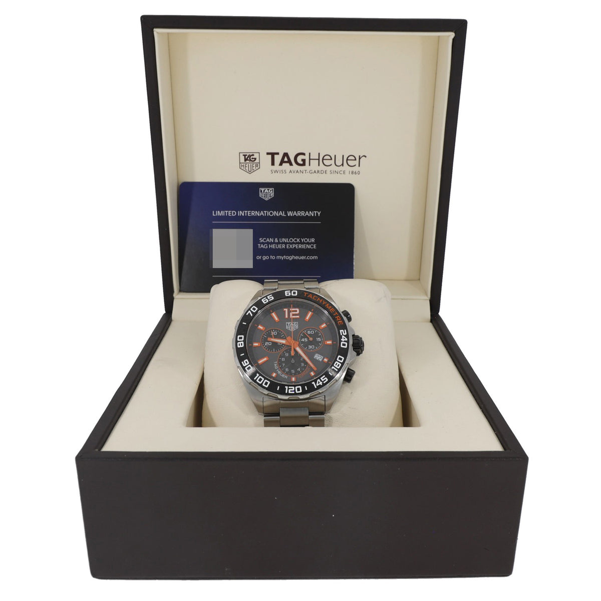 Tag Heuer F1 CAZ101AH stainless steel chronograph watch in presentation box