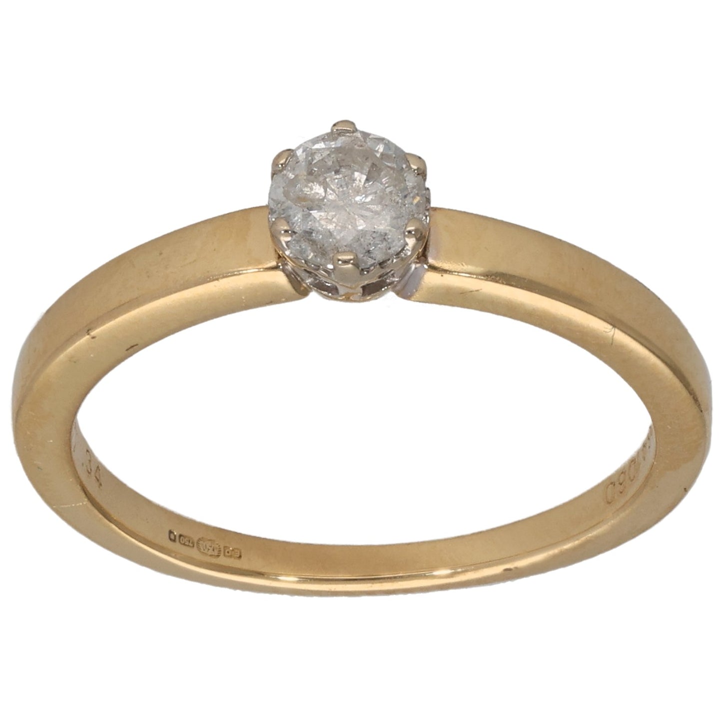 18ct Gold 0.34ct Diamond Solitaire Ring Size M