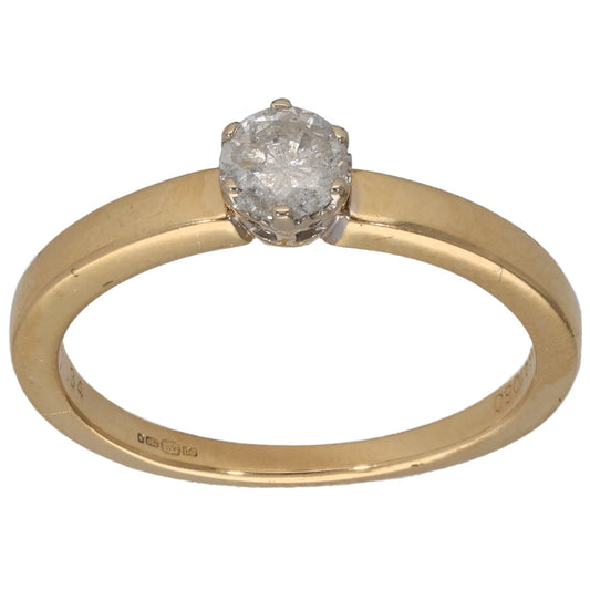 18ct Gold 0.34ct Diamond Solitaire Ring Size M