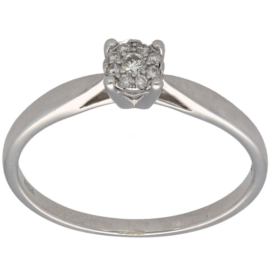 9ct White Gold 0.06ct Diamond Cluster Ring Size N