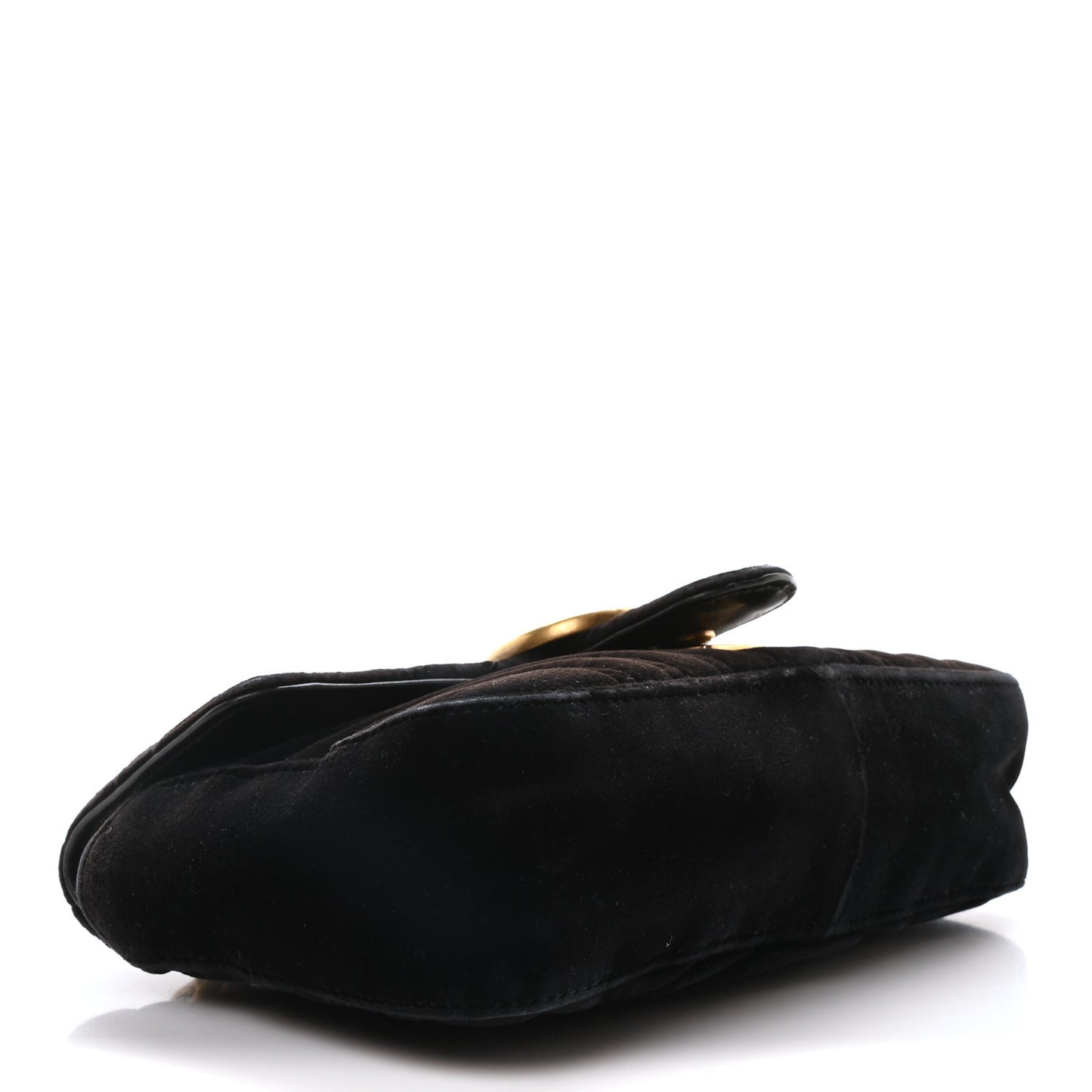 Gucci Velvet Matelasse Medium GG Marmont Shoulder Bag - Black