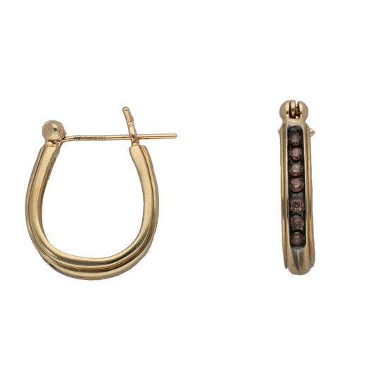9ct Gold 0.14ct Diamond Creole Earrings