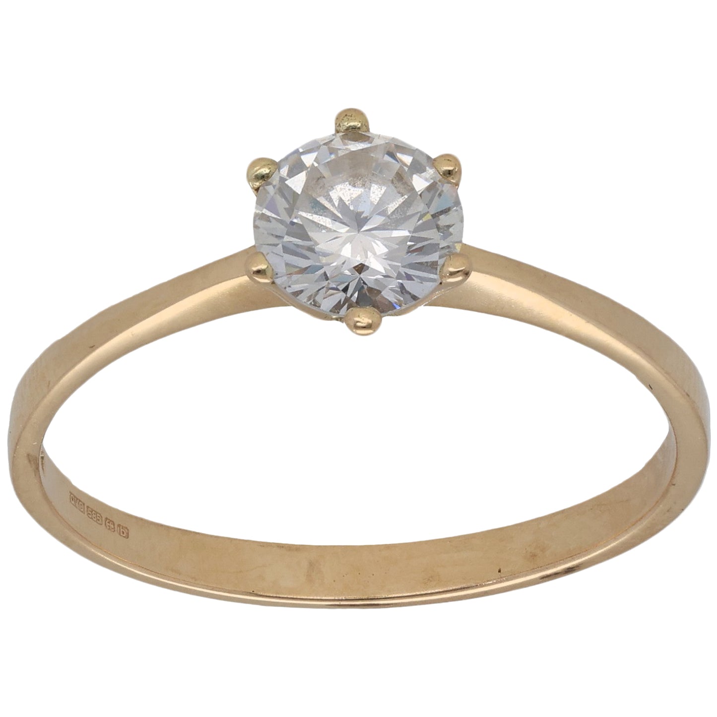 14ct Gold Cubic Zirconia Single Stone Ring Size V