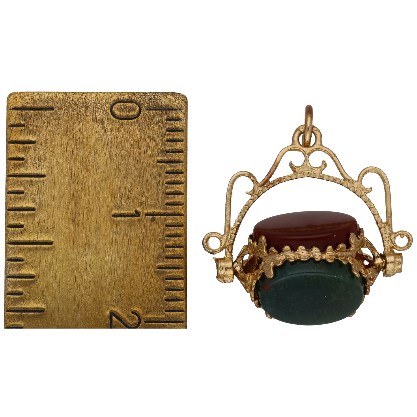 9ct Gold Onyx, Bloodstone & Carnelian Fob Pendant