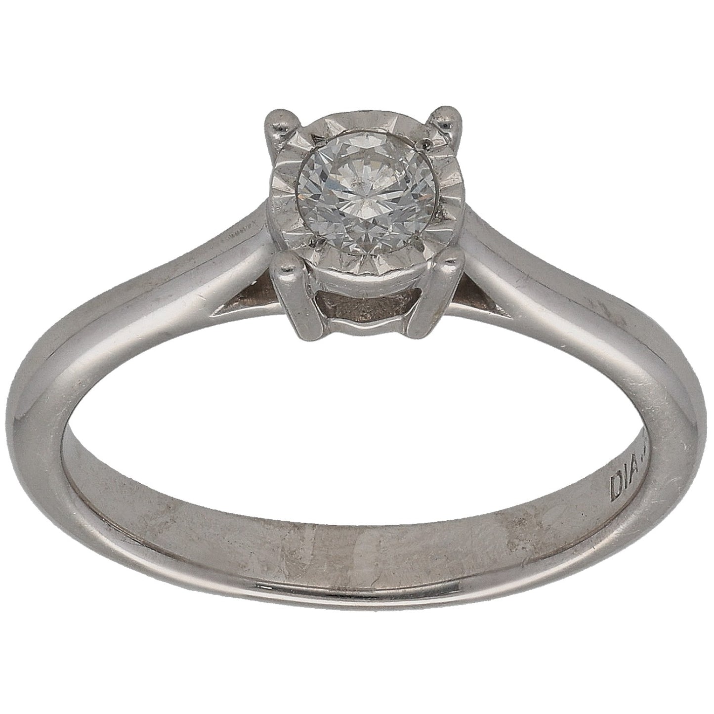 9ct White Gold 0.25ct Diamond Solitaire Ring Size P
