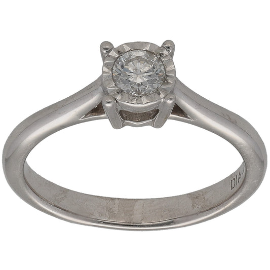 9ct White Gold 0.25ct Diamond Solitaire Ring Size P