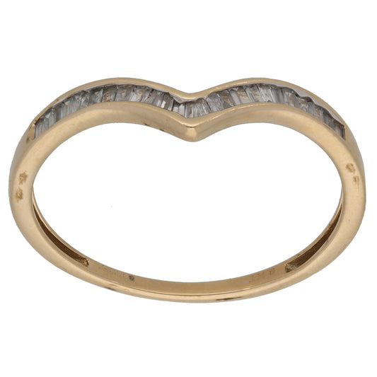 9ct Gold 0.26ct Diamond Wishbone Ring Size S