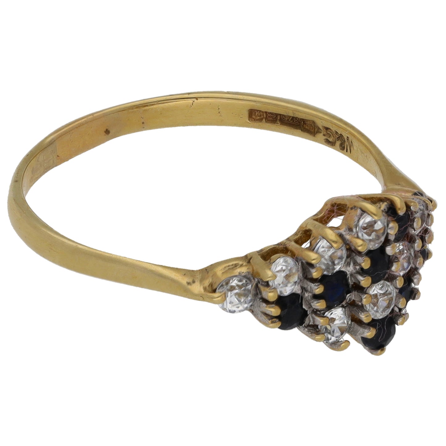 9ct Gold Sapphire & Cubic Zirconia Dress/Cocktail Ring Size P