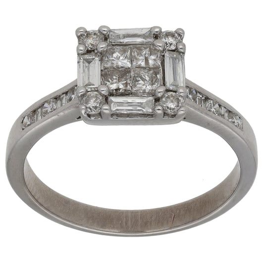 18ct White Gold 0.75ct Diamond Dress/Cocktail Ring Size N