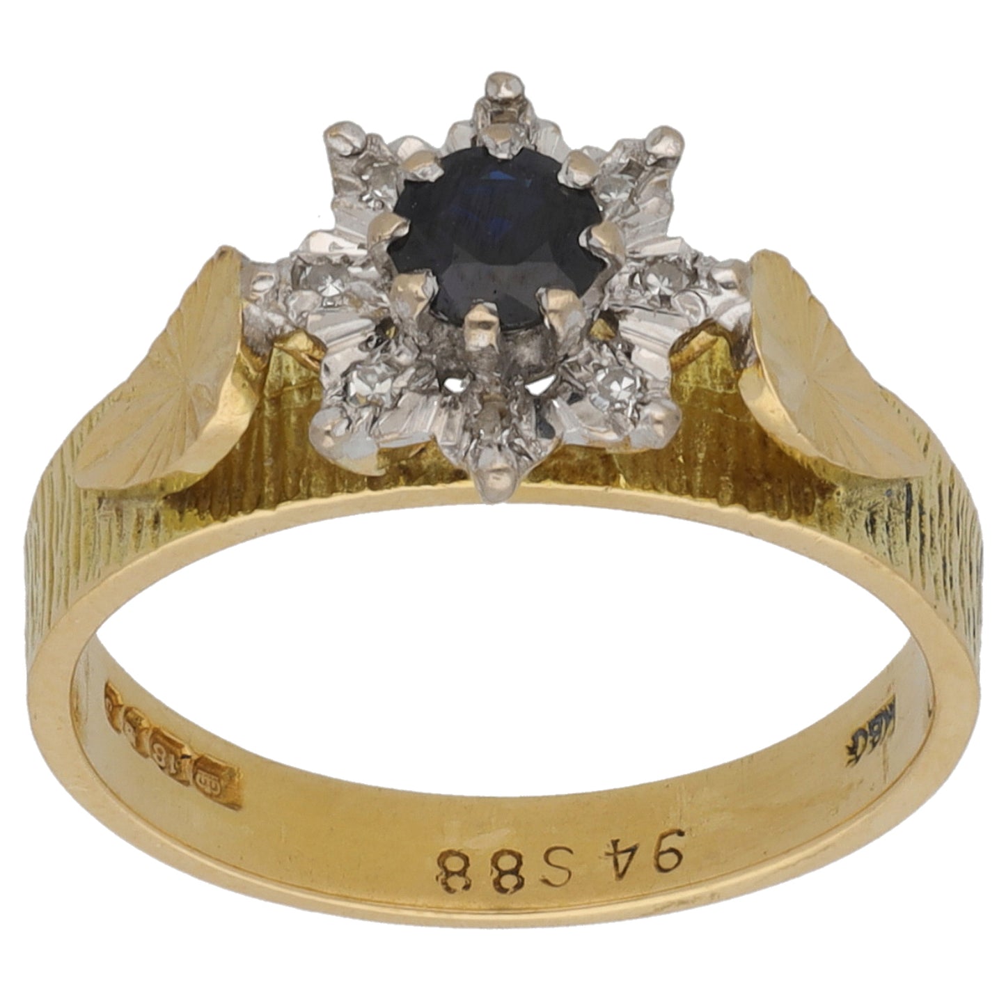 18ct Gold 0.04ct Diamond & Sapphire Dress/Cocktail Ring Size M