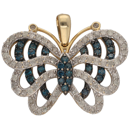 9ct Gold 1.00ct Diamond Butterfly Pendant