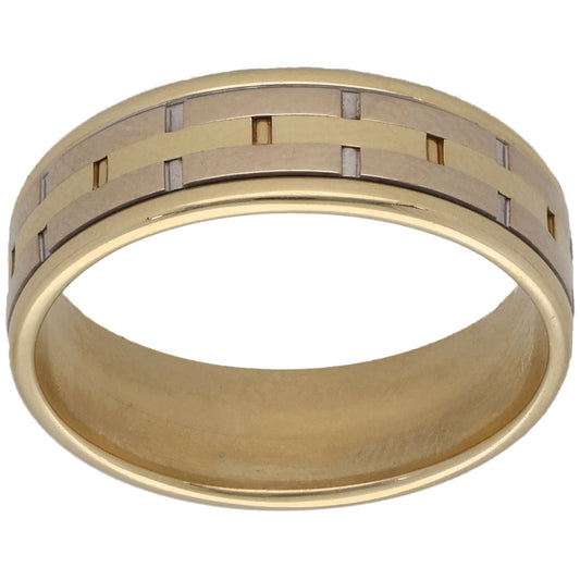 9ct Gold Patterned Wedding Ring Size Q
