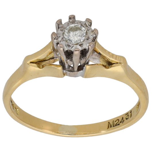 18ct Gold 0.10ct Diamond Solitaire Ring Size M