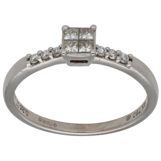 18ct White Gold 0.26ct Diamond Cluster Ring Size O