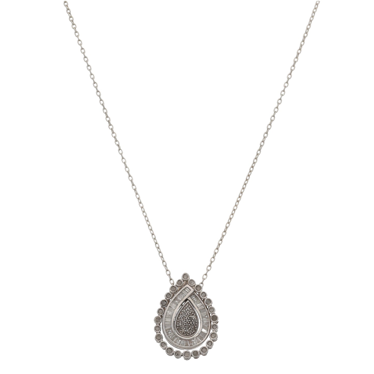 Sterling Silver 0.755ct Diamond Dress/Cocktail Pendant With Chain