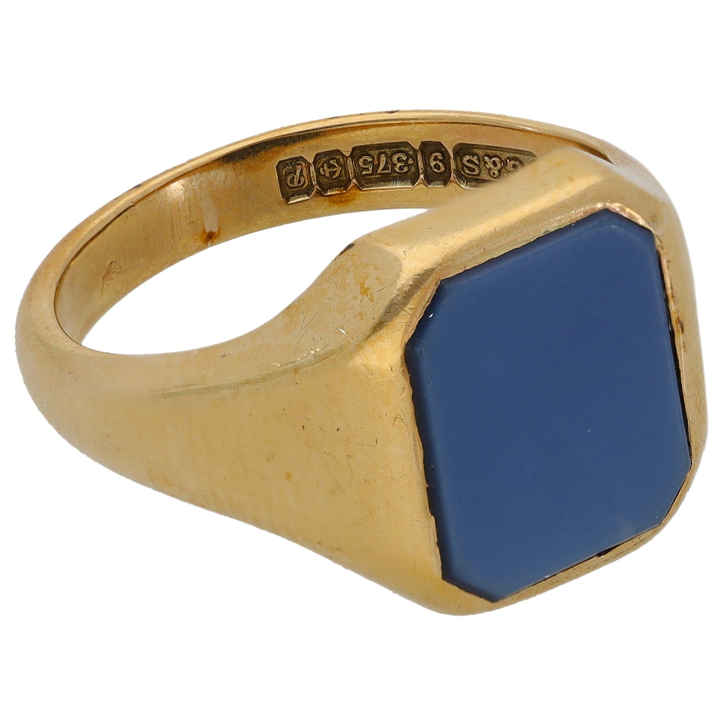9ct Gold Sardonyx Single Stone Signet Ring Size R