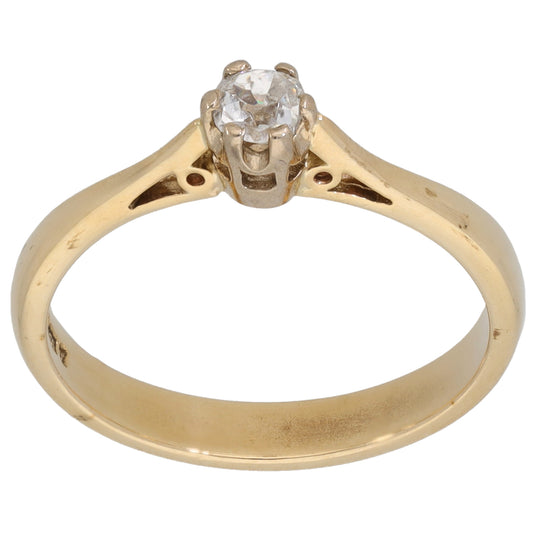 9ct Gold 0.15ct Diamond Solitaire Ring Size N
