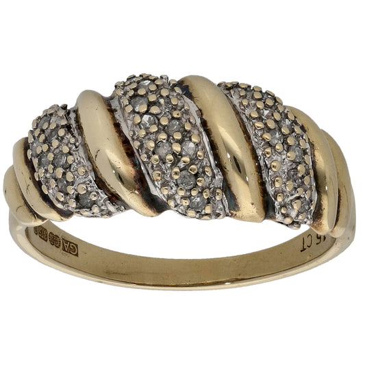 9ct Gold 0.15ct Diamond Dress/Cocktail Ring Size P