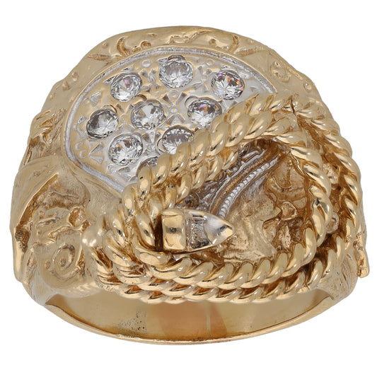 9ct Gold Cubic Zirconia Saddle Ring Size Y
