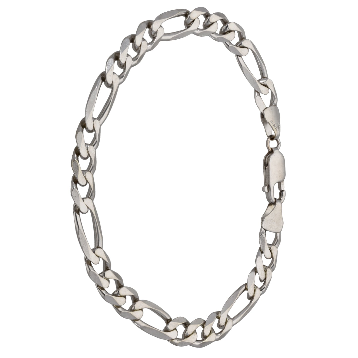 9ct White Gold Figaro Bracelet