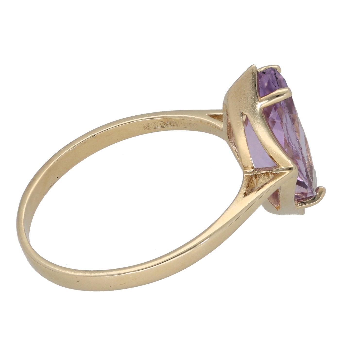 9ct Gold Amethyst Single Stone Ring Size R