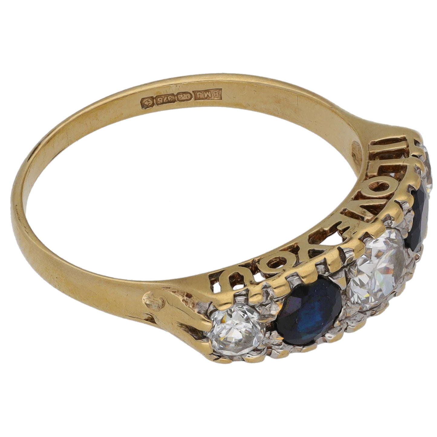 9ct Gold Sapphire & Cubic Zirconia Dress/Cocktail Ring Size P