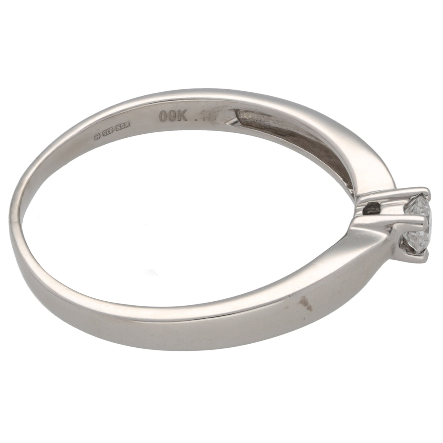 9ct White Gold 0.15ct Diamond Solitaire Ring Size R