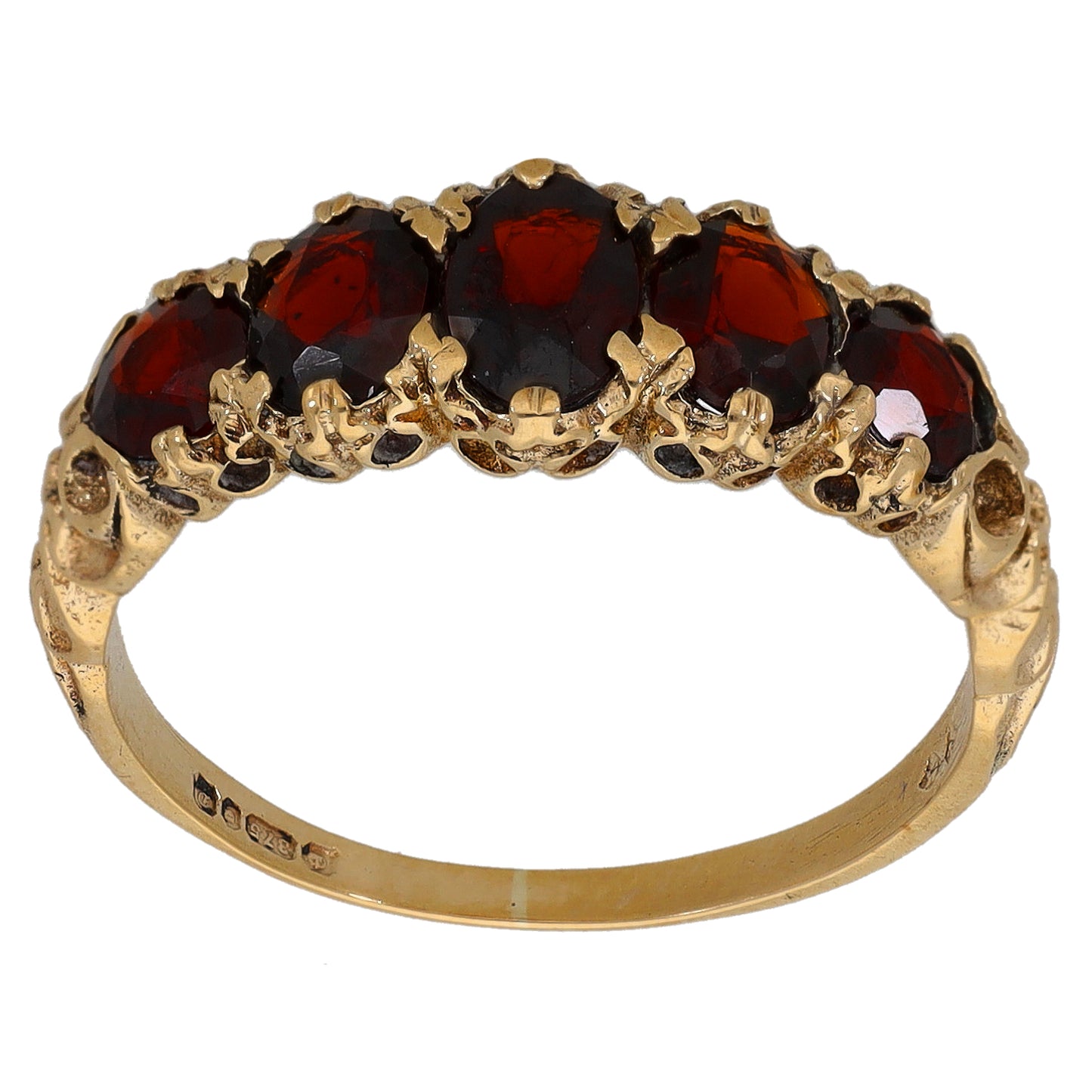 9ct Gold Garnet Half Eternity Ring Size P