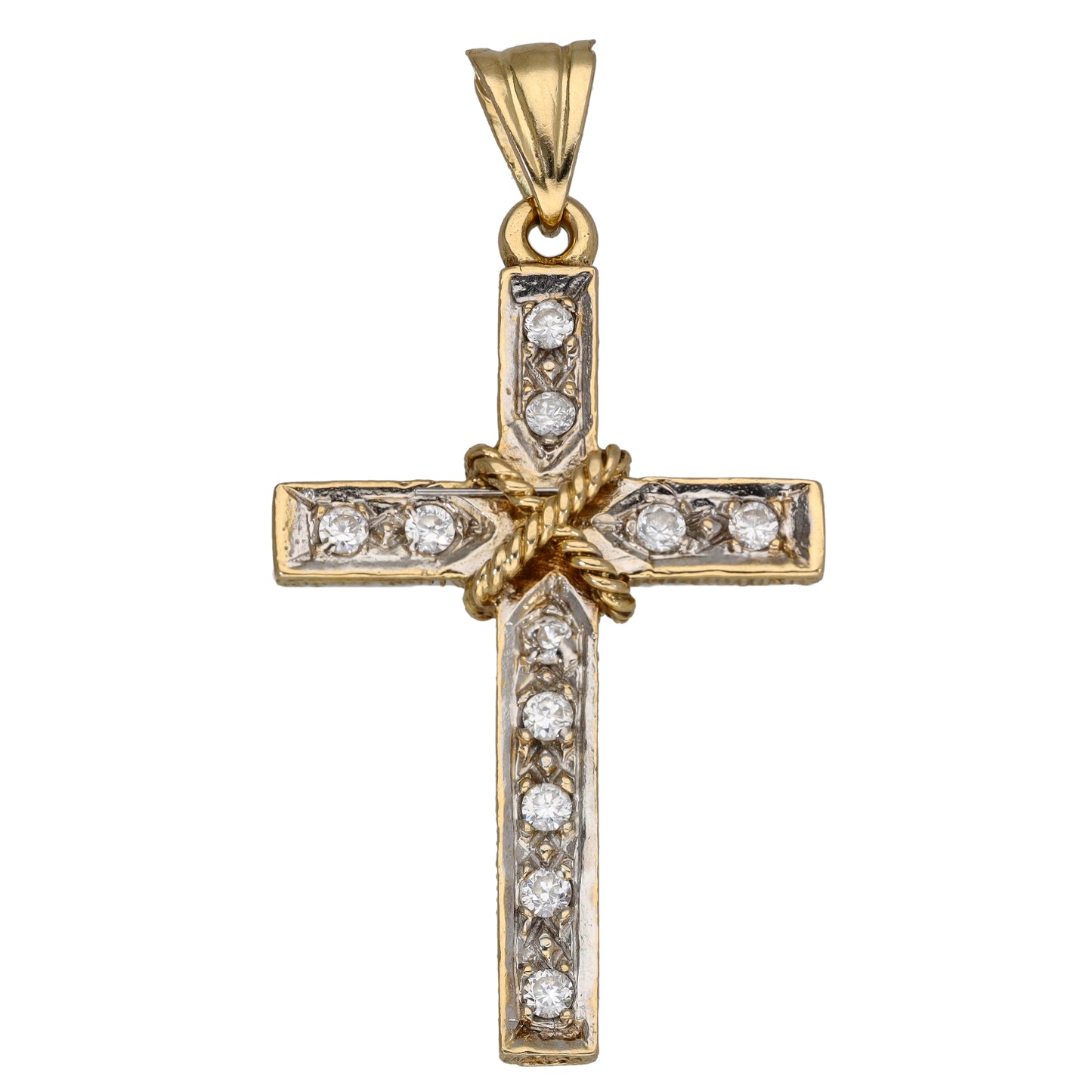 9ct Gold Cubic Zirconia Cross Pendant
