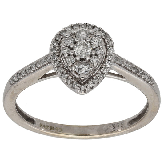 9ct White Gold 0.28ct Diamond Dress/Cocktail Ring Size O