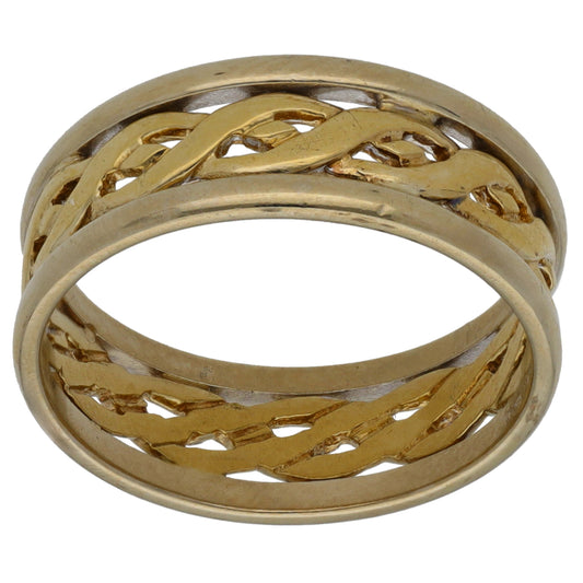 9ct Bi-Colour Gold Shaped Wedding Ring Size O
