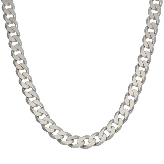 Sterling silver curb chain with interlocking links, 24 in length