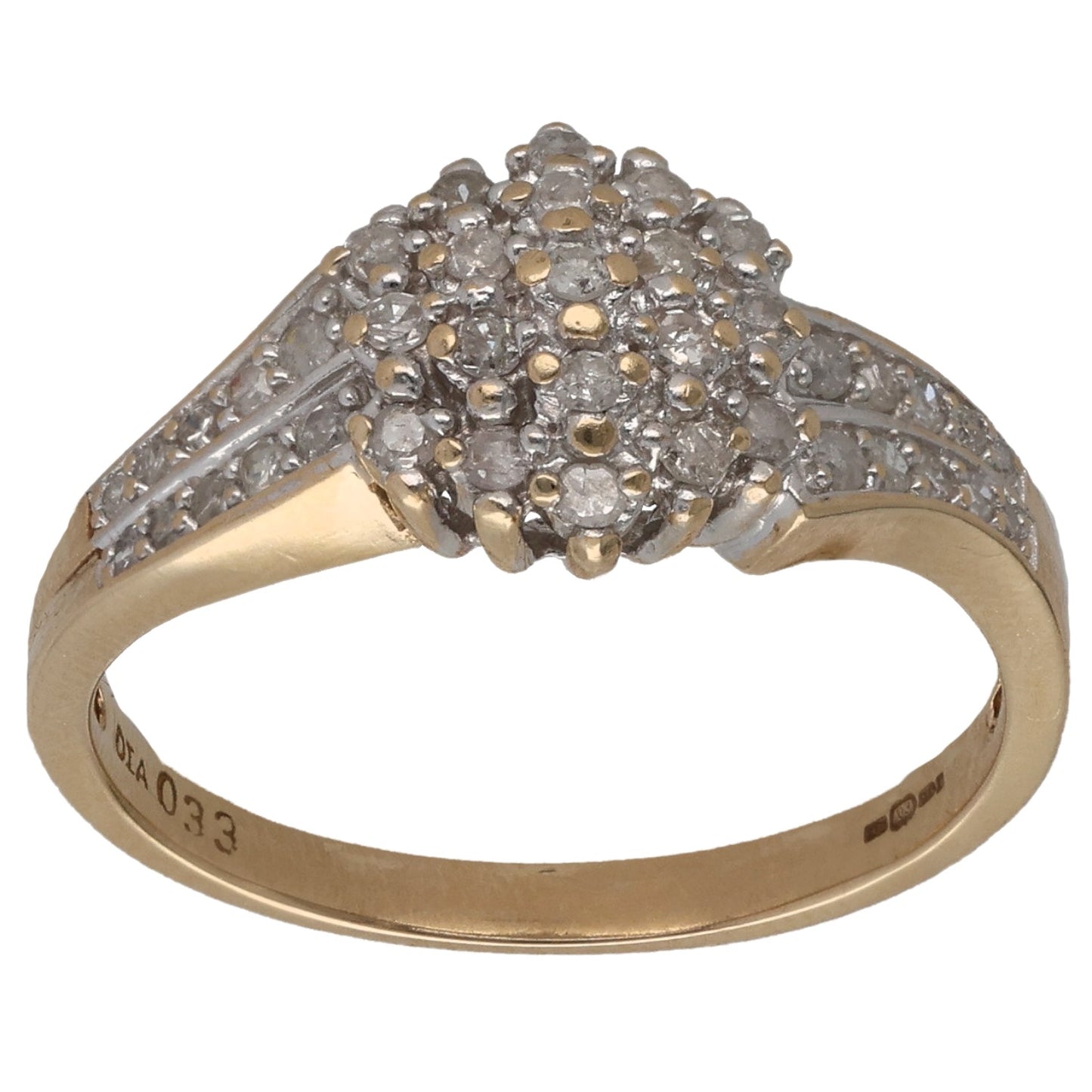 9ct Gold 0.33ct Diamond Cluster Ring Size O