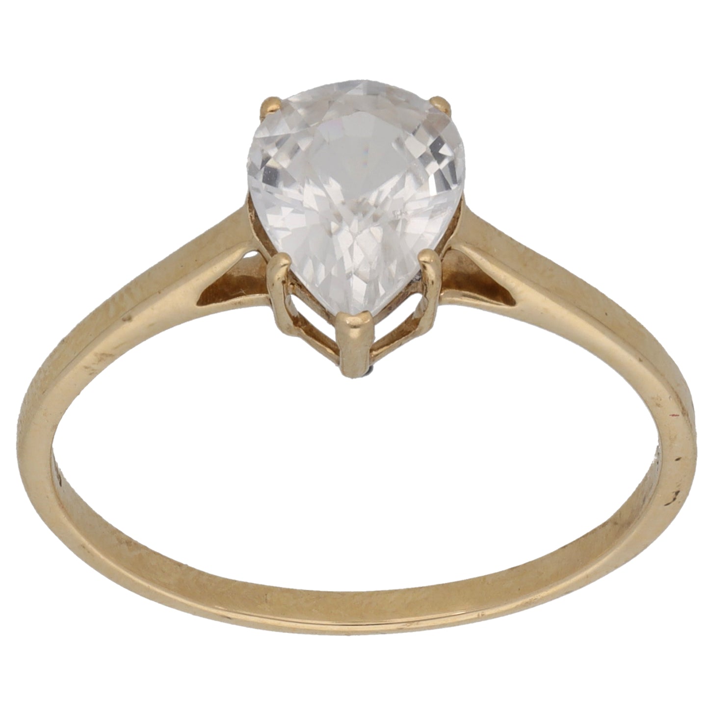 9ct Gold Zircon Single Stone Ring Size U