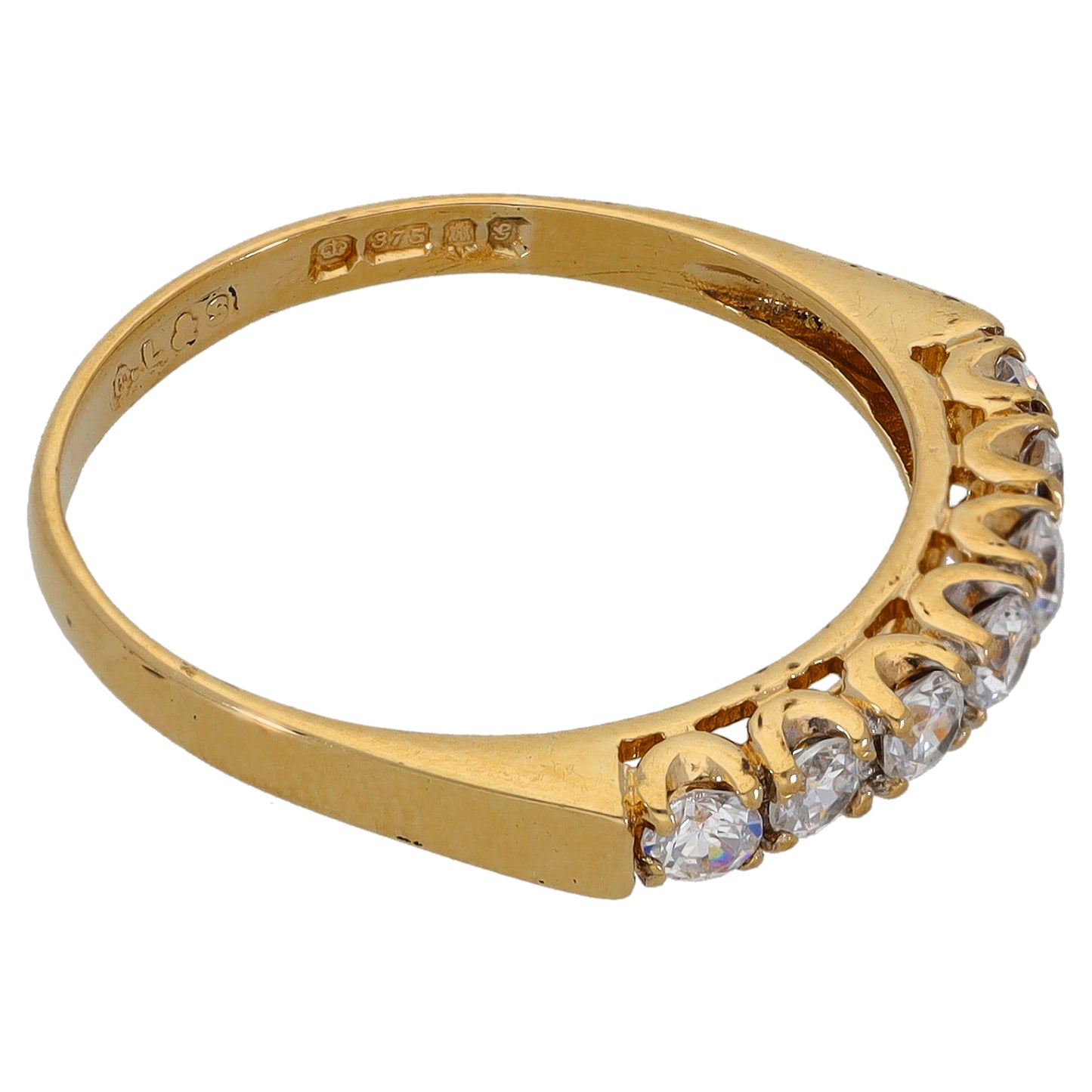 9ct Gold Cubic Zirconia Half Eternity Ring Size Q