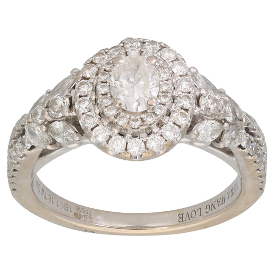 18ct White Gold 1.18ct Diamond Vera Wang Cluster Ring Size L