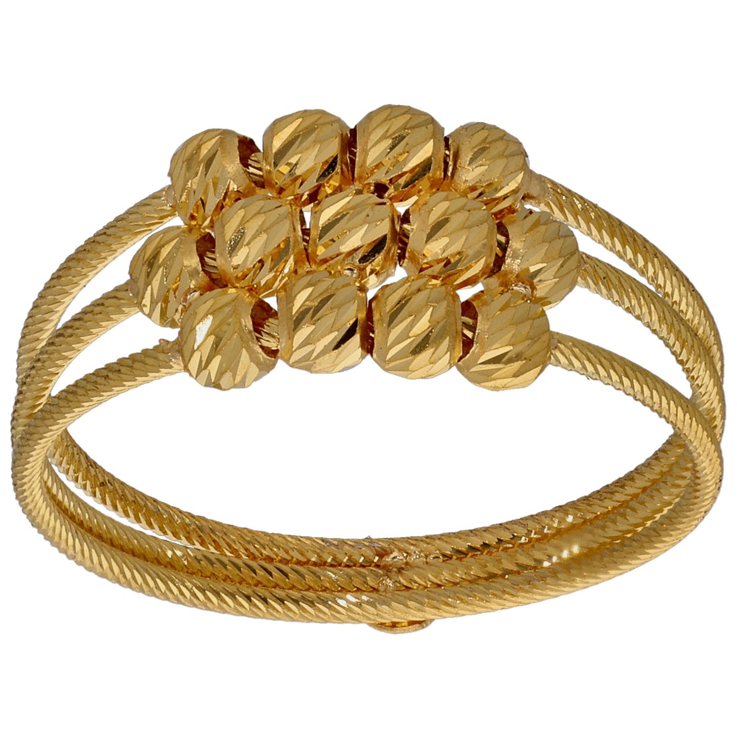 New 22ct Gold Triple Row Bead Ring N-R