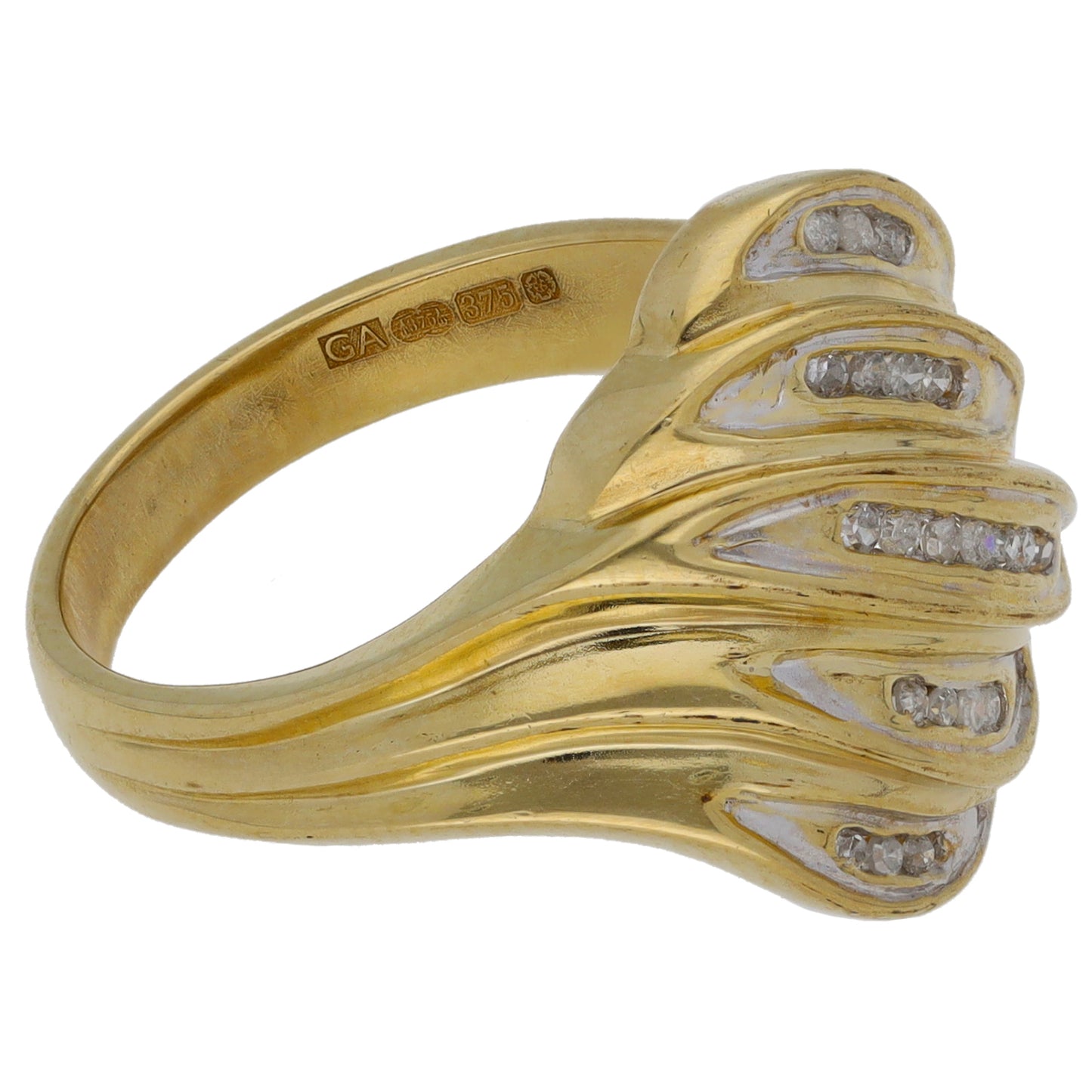 9ct Gold 0.10ct Diamond Dress/Cocktail Ring Size M