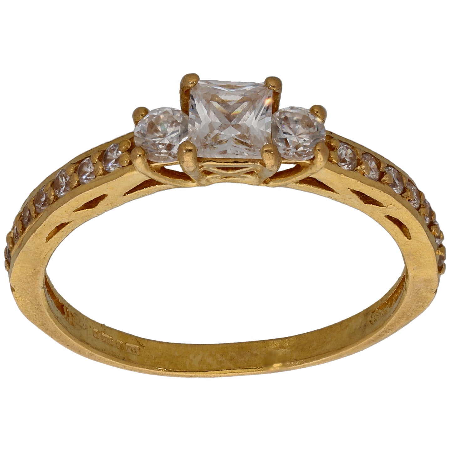 22ct Gold Cubic Zirconia Dress/Cocktail Ring Size P