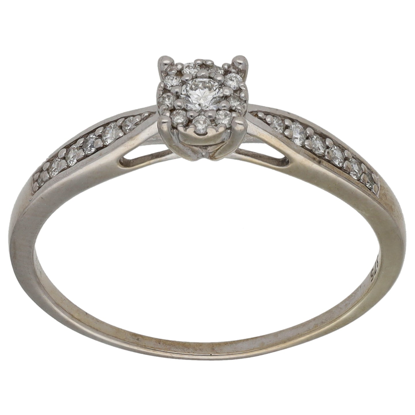 9ct White Gold 0.26ct Diamond Cluster Ring Size S