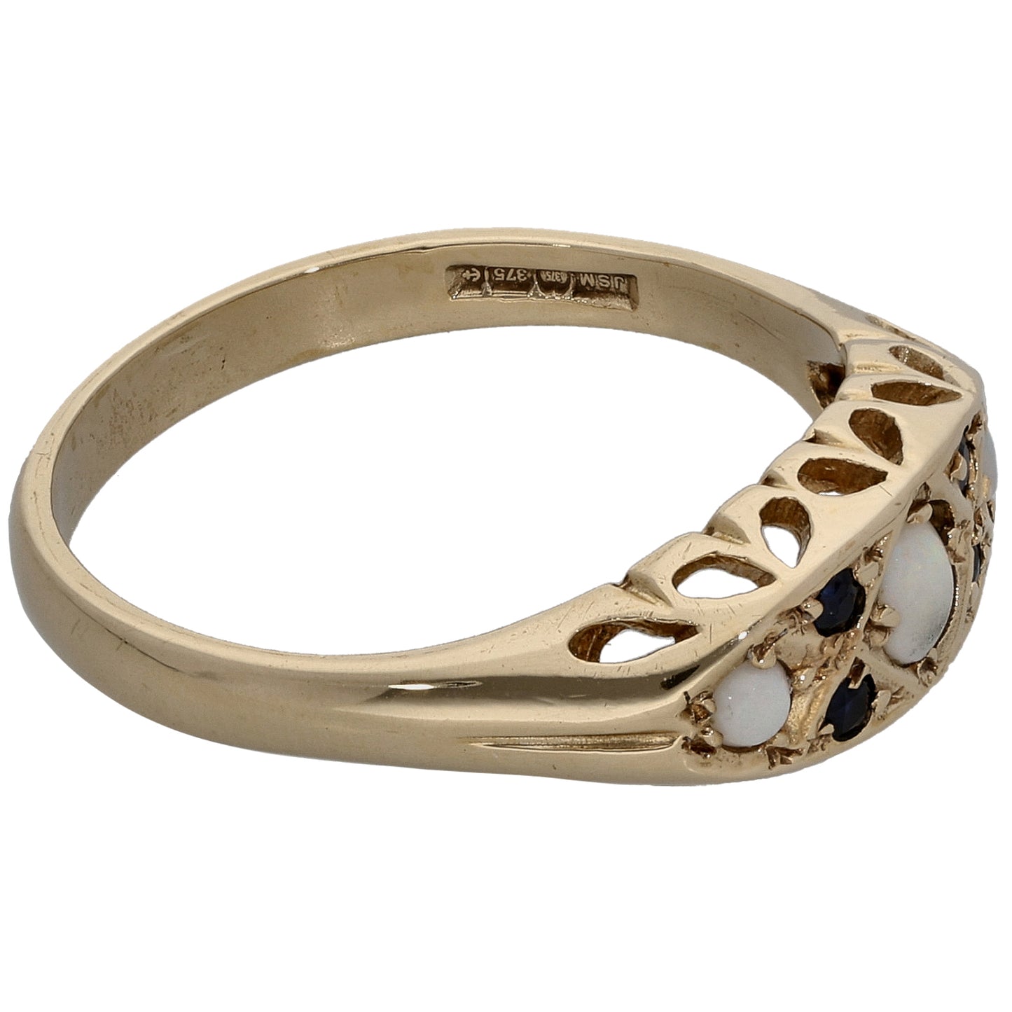 9ct Gold Opal & Sapphire Dress/Cocktail Ring Size P