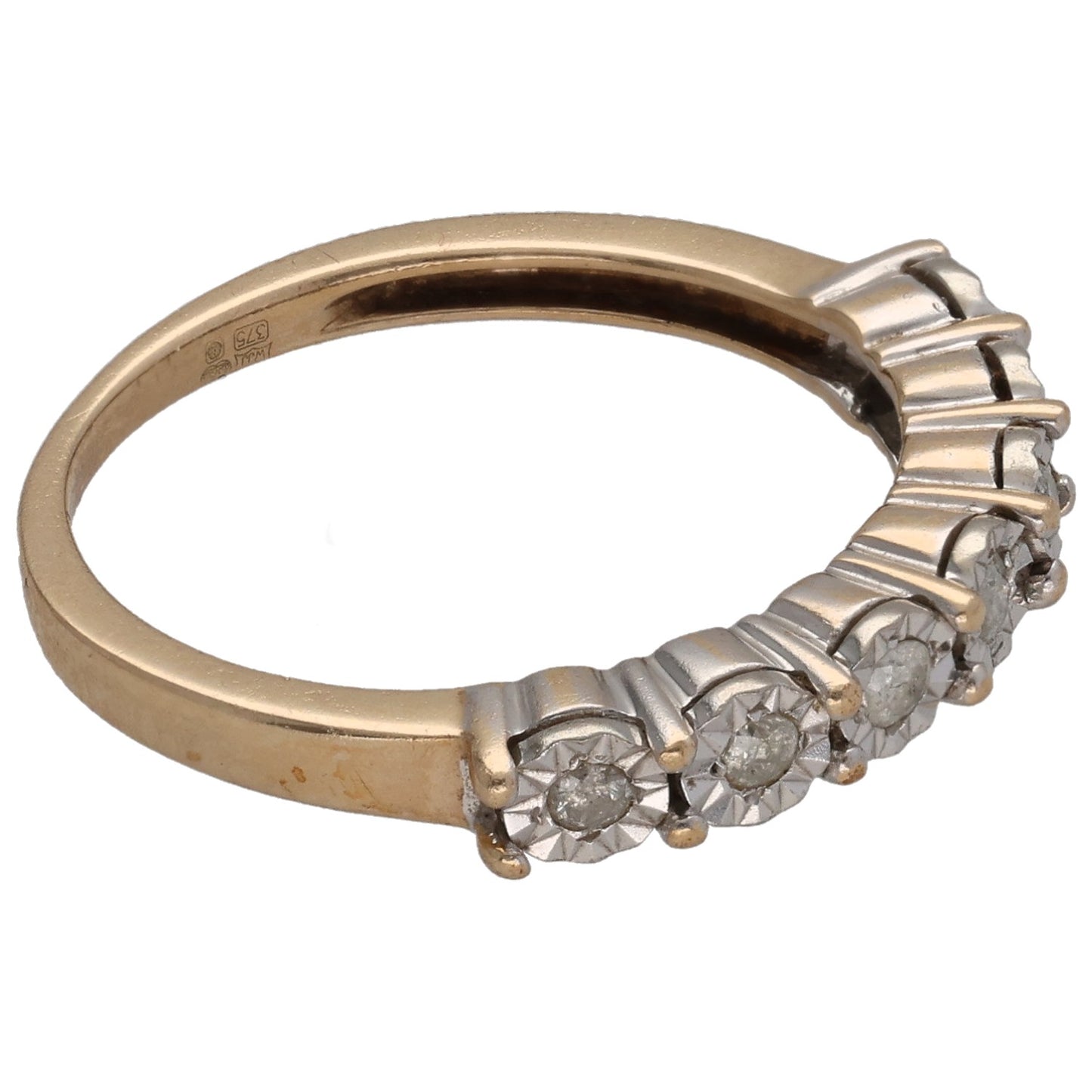 9ct Gold 0.21ct Diamond Half Eternity Ring Size O