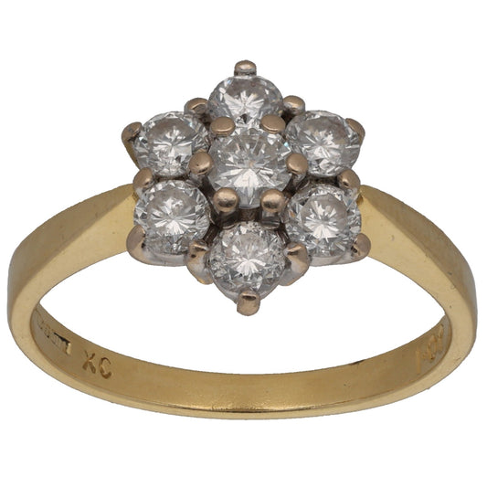 9ct Gold 1.00ct Diamond Cluster Ring Size O