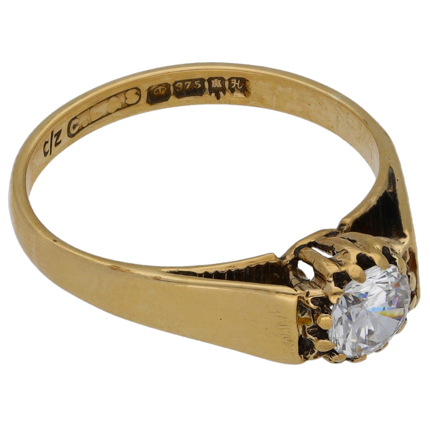 9ct Bicolour Gold Cubic Zirconia Single Stone Ring Size K