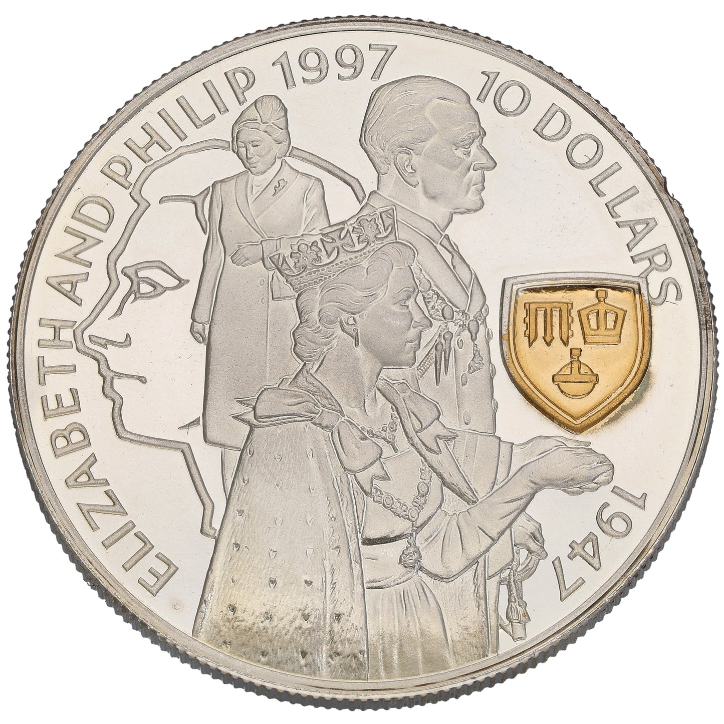 Sterling Silver Elizabeth & Phillip 50th Wedding Anniversary Coin 1997